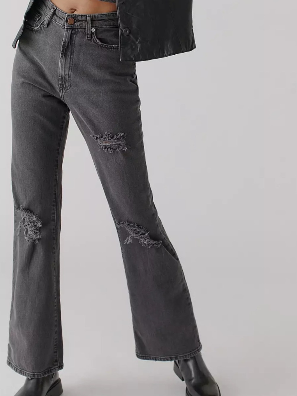 Bdg Stretched Washed Black Flare Jeans